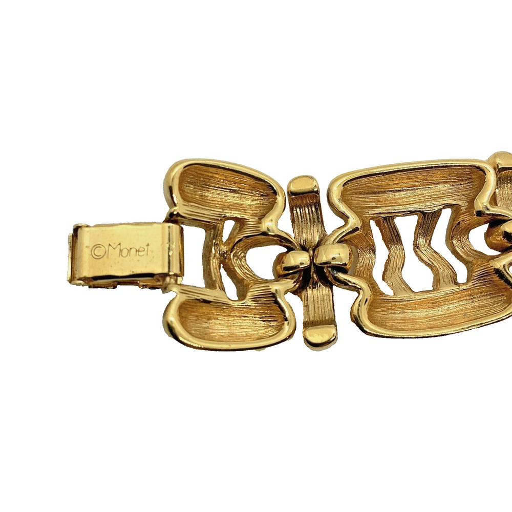 Vintage Monet Gold Tone Chunky Link Statement Bracelet - Picture 5 of 6